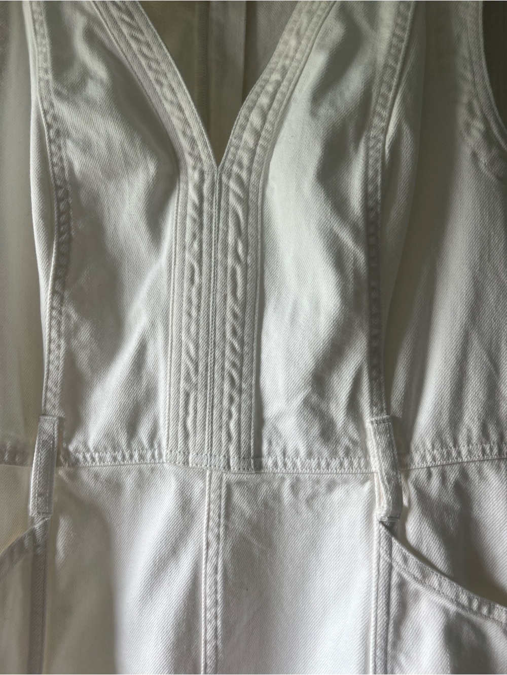 Sundance white cotton twill Sleeveless White V-Neck Maxi Dress - Picture 8 of 11